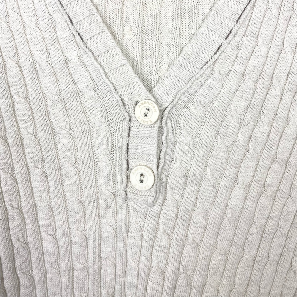 American Eagle Cable Knit Button Hoodie - image 7